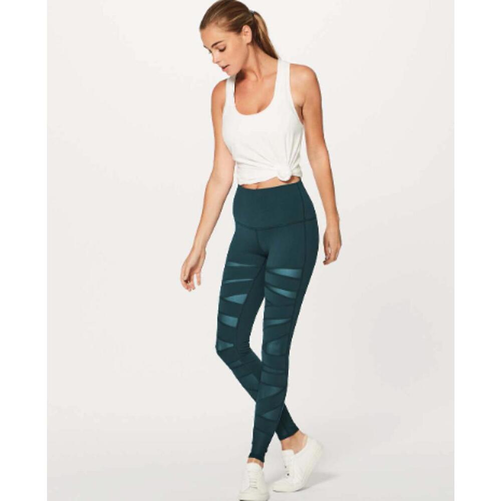 Lululemon Teal Wunder Under Pant (Tech Mesh 31") Leggings - Size - 6